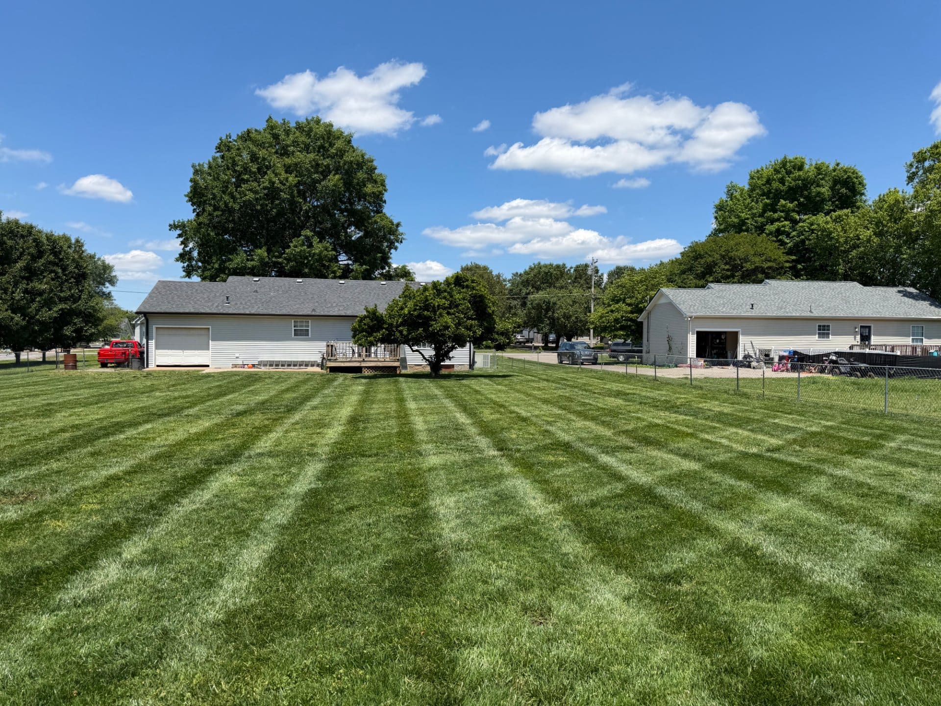 Striped lawn at a Murfreesboro home