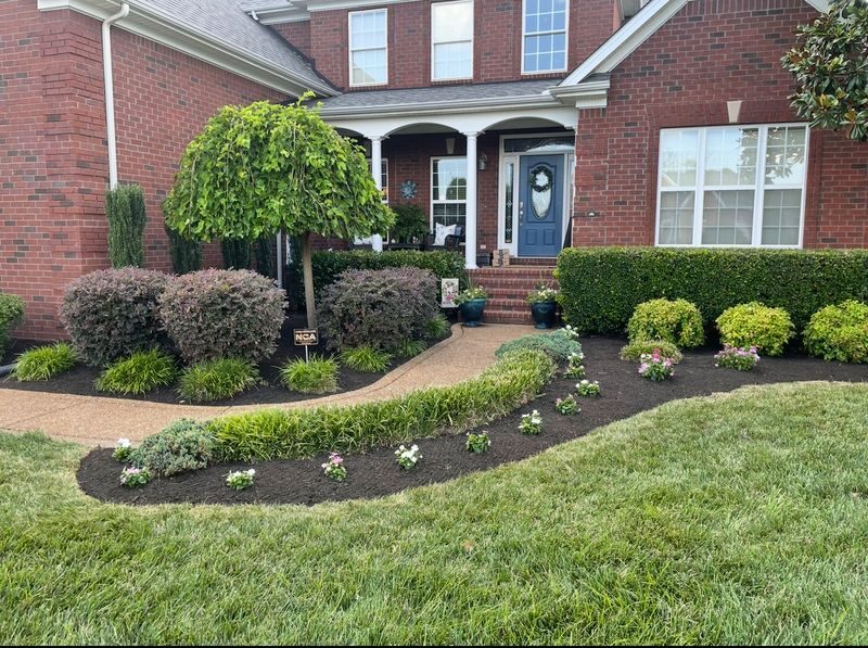 Fresh mulch beds and trimmed shrubs at a Murfreesboro home