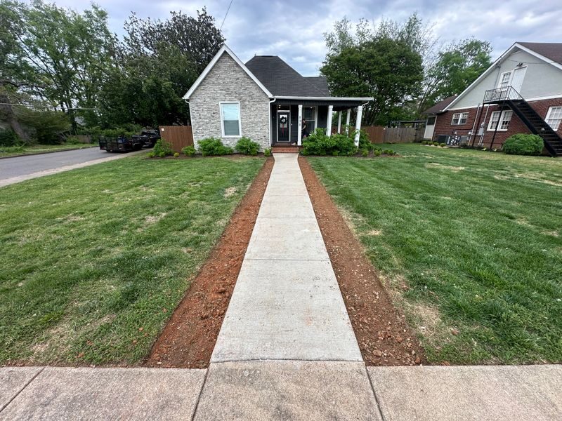 Natural stone pathway leading to a front door